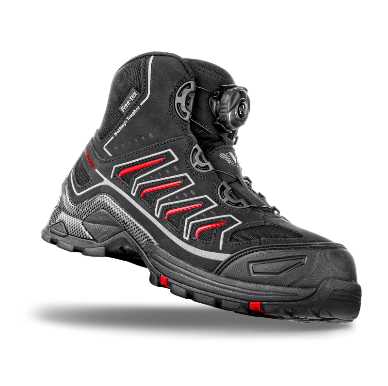 VM Footwear NEW OMAHA - Bőr, textillel kombinált magasított szárú biztonsági cipő Boa® Closure System rendszerrel - 6120-S1P